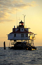 Thomas Point Lighthouse, off Annapolis, Maryland, USA.^^^Built in 1875, it is the only screwpile light on the bay in its original location.