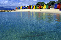 Colourful beach huts at St James Beach, False Bay, Cape Town, South Africa.