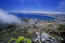 Table bay and Cape Town from the top of Table Mountain, South Africa.