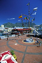 Cape Town's Victoria and Alfred (V&A) Waterfront with Table Mountain in the background, South Africa.