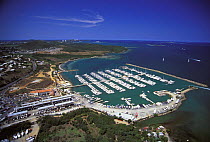 Aerial view of the marina in Fajardo, Puerto Rico, Caribbean.