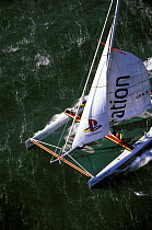 Maxi cat "Playstation" heading out to Bermuda on a windy day.