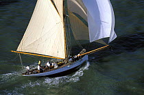 1885 Camper and Nicholson classic "Partridge" competing in the Round the Island Race for the America's Cup Jubilee in 2001. Isle of Wight, England, UK. Restored in 1998 after 20 years of work by Alex...