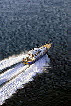 Little Harbor Whisperjet powerboat travelling at speed.