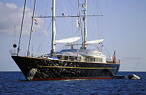 172ft superyacht "Liberty" built by Perini Navi, anchored in the Caribbean.