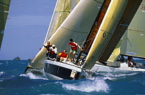 Close rounding of the mark during Key West Race Week, Florida, USA.