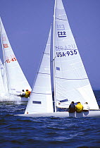 Etchells racing in the US National Championship off Newport, Rhode Island, USA.