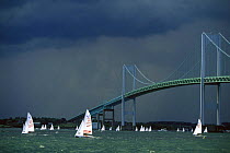 420's racing with approaching squalls off Newport, Rhode Island, USA