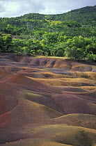 Seven coloured earth / sand. The colours and undulations come from natural erosion of the volcanic rocks, Chamarel, Mauritius.