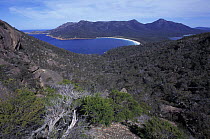Wineglass Bay from the Hazard mountains, Freycinet National Park, Tasmania.