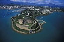 Noumea, the capital city of New Caledonia, on the flatlands in the southwest of Grand Terre, with Port Moselle to the left, Melanesia.