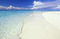 Deserted white sandy beach, Maldives .