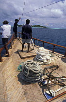 Approaching an island in the Maldives during a cruise to the southern atolls.