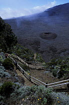 Path leading to crater, "Formica Leo", on the volcano Piton de la Fournaise, La Réunion, Indian Ocean.