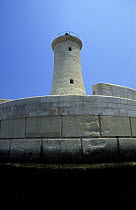 Lighthouse in the entrance Stt Elmos Bay, Marsamxettt harbour, Valetta, Malta