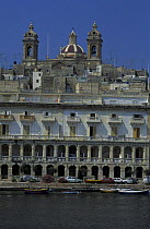 Senglea waterfront with the Maria Bambina church in the background, Malta