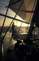 Daybreak on "Drum" in the Whitbread Round the World Race, 1985.