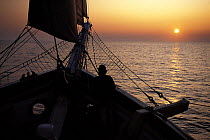 Watching the sun set from the bow of "Gazella".