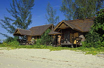 Beach bungalows on Lankayan Island, Borneo.