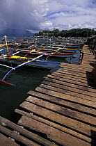 Lots of Bangkas (outrigger boats) in the harbour of Puerto Princesa, Palawan, Philippines.