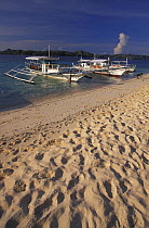 Bangkas (traditional outrigger boats) Dimakya island, Palawan, Philippines.