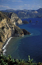 Coastline of Vulcano, one of the seven Aeolian Islands, Italy.