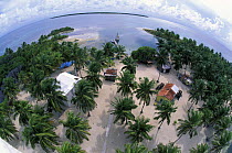 A fish-eye photograph of Sandbore Cay in the northern part of Lighthouse Reef Atoll, Belize