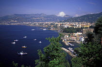 Gulf of Sorrento and Sorrento town, Italy.