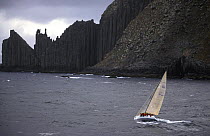 Ausmaid off the Organ Pipes at Cape Raoul, 40 miles from the finish of the Sydney to Hobart Race, 1997.