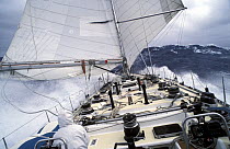 Simon le Bon's Maxi yacht "Drum" crossing the Southern Ocean during the Whitbread Round the World Race, 1985.