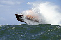 Donaghadee's former Arun Class lifeboat, the "City of Belfast", in heavy seas off the east coast of Northern Ireland.