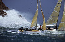 Orion chases Hi-Flyer down the surging waves at the Corum Cup in Hong Kong, 1994.