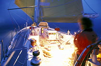 Night watch aboard BT Global Challenge yacht "Courtaulds International", 1996.