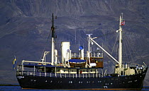 Swedish motoryacht Stockholm at anchor in Spitsbergen.