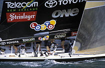 Team New Zealand race upwind at the America's Cup, 2001.