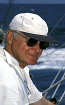 Naval architect, Gerard Dijkstra, has assisted with the refit of many notable classics including the J-Class yachts and "Adix". He is pictured here at Antigua Classics, 1999.