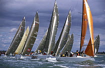 Fleet rounds the windward mark at the Farr 40 Europeans, held on the Solent, UK, 2001.