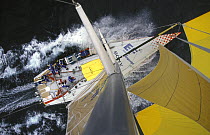 Aerial view from the masthead of "EF Language", competing in the Whitbread Round the World Race 1997-98. ^^^The team went on to win the overall campaign.