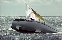 Jameson Whisky, the Irish entry for the Admiral's Cup broaches in breezy conditions on the Solent, UK, 1997.