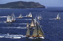 Fleet racing at Antigua Classic Yacht Regatta, 1999.