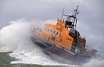 Dun Laoghaire lifeboat powers through huge seas off the east coast of Ireland.