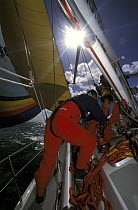 Teamwork aboard "Courtaulds", BT Global Challenge 1995.