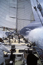 Surfing through the Southern Ocean aboard Simon le Bon's maxi yacht Drum. Whitbread Round the World Race, 1985.