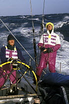 Helmsman and spinnaker trimmer aboard "The Card" in the Whitbread Round the World Race, 1989.