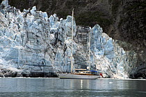 118ft S&S designed superyacht, "Timoneer" approaching a glacier in Southeast Alaska.