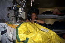 Sail repairs on "Team EF", Whitbread Round the World Race, 1997-1998.