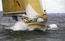 80ft Bruce Farr sloop "Merit", in the Whitbread Round the World Race skippered by Pierre Fehlmann, 1993.^^^Merit was third in the final standings.