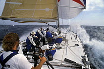Maxi yacht "Rothmans" surfs along on a breezy Sydney-Hobart run, 1991.