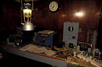 Old radio room in the British Museum and Post Office at Port Lockroy, Antarctic peninsula.