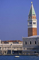 Campanile di San Marco (St Mark's Bell Tower) that can be seen from all over the canals in the Venice Lagoon, Venice, Italy.